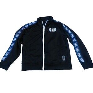 NBA Basketball Jacket Youth Med (10-12) Full Zip Warm Up Jacket Black NBA Logo